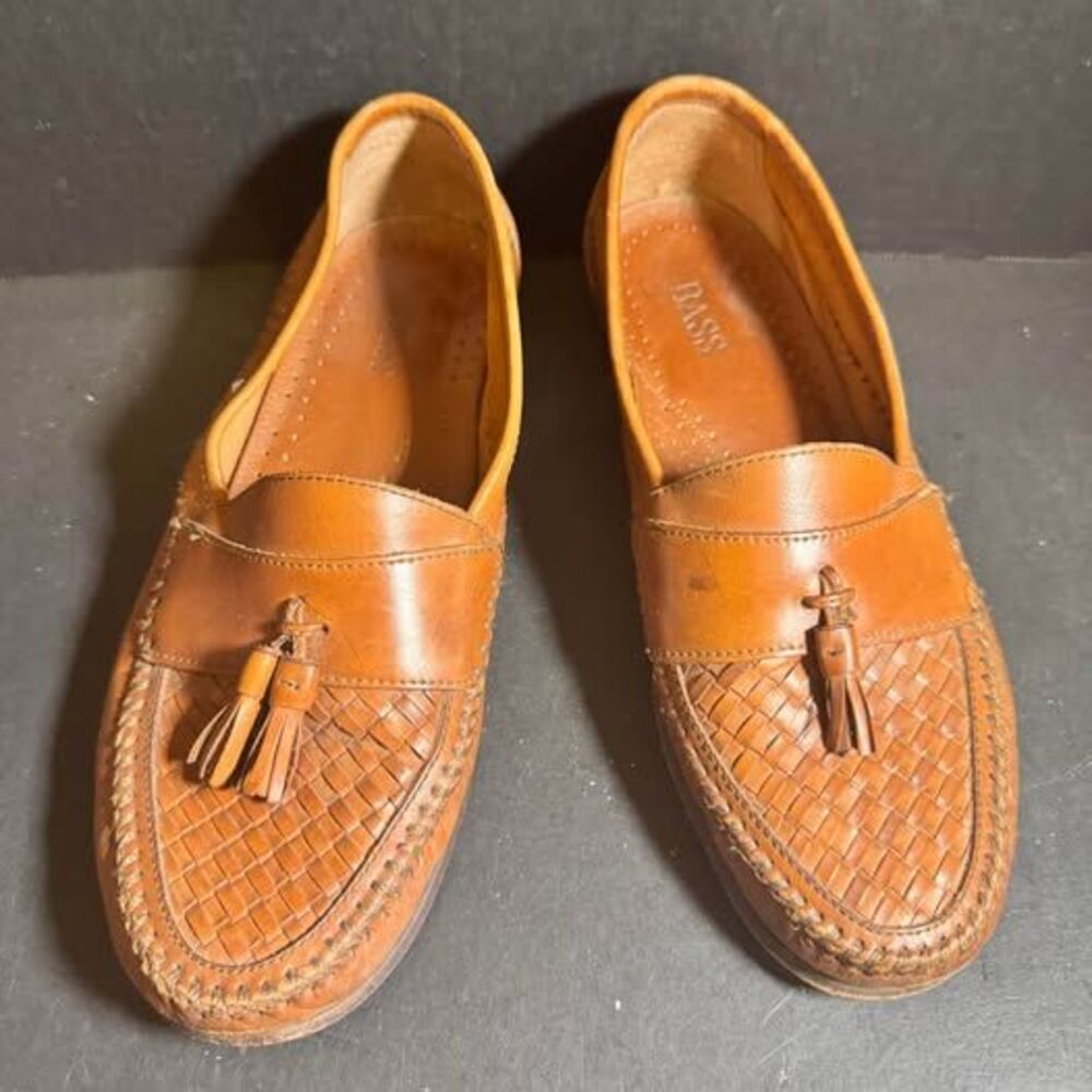 BASS Brown Leather Tassel Loafers Size 9.5 M [Shoe 250]